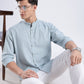 Kyoto Linen Mandarin Shirt in Shibuya Blue