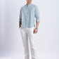 Kyoto Linen Mandarin Shirt in Shibuya Blue