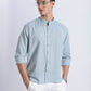 Kyoto Linen Mandarin Shirt in Shibuya Blue
