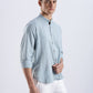 Kyoto Linen Mandarin Shirt in Shibuya Blue