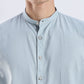 Kyoto Linen Mandarin Shirt in Shibuya Blue