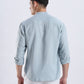 Kyoto Linen Mandarin Shirt in Shibuya Blue