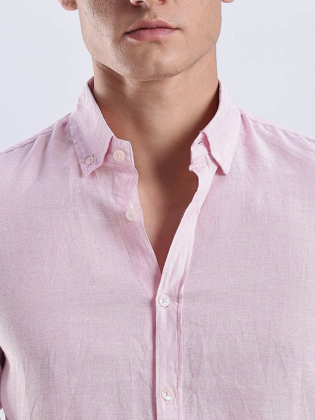 Men's Linen Soft Touch Frosty Pink Shirt Vellure