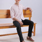 Kyoto Linen Mandarin Shirt in Shiro Pink