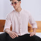 Kyoto Linen Mandarin Shirt in Shiro Pink