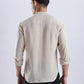 Kyoto Linen Mandarin Shirt in Barestone Beige