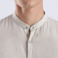 Kyoto Linen Mandarin Shirt in Barestone Beige