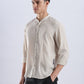 Kyoto Linen Mandarin Shirt in Barestone Beige