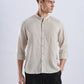 Kyoto Linen Mandarin Shirt in Barestone Beige