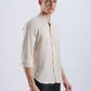 Kyoto Linen Mandarin Shirt in Barestone Beige
