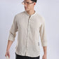 Kyoto Linen Mandarin Shirt in Barestone Beige