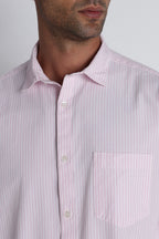 Blush Pink Fine Stripe Cotton Shirt Uri