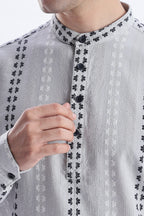 Uri Charcoal Dobby Motif Short Kurta Uri