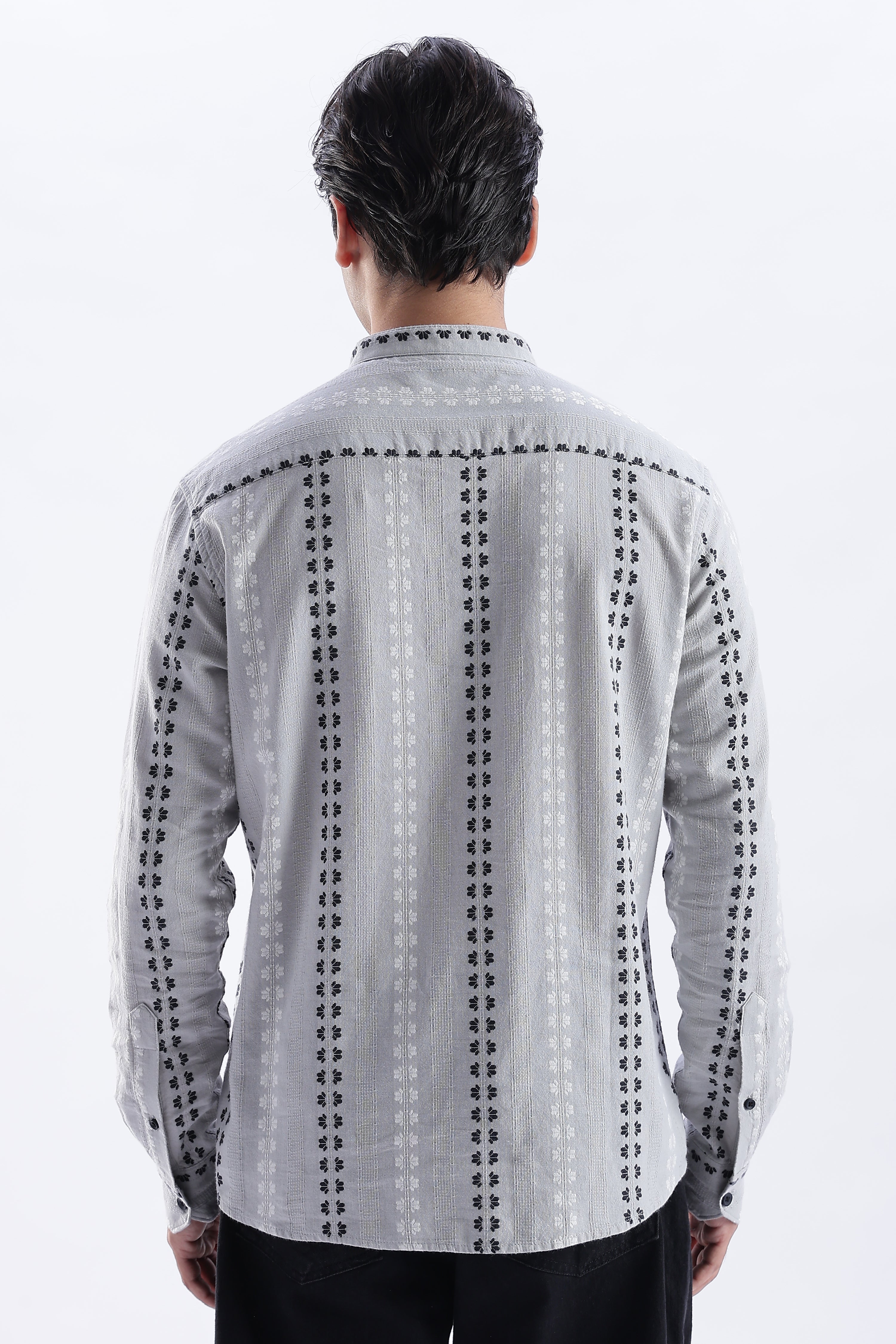 Uri Charcoal Dobby Motif Short Kurta Uri