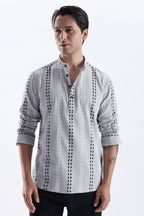 Uri Charcoal Dobby Motif Short Kurta Uri