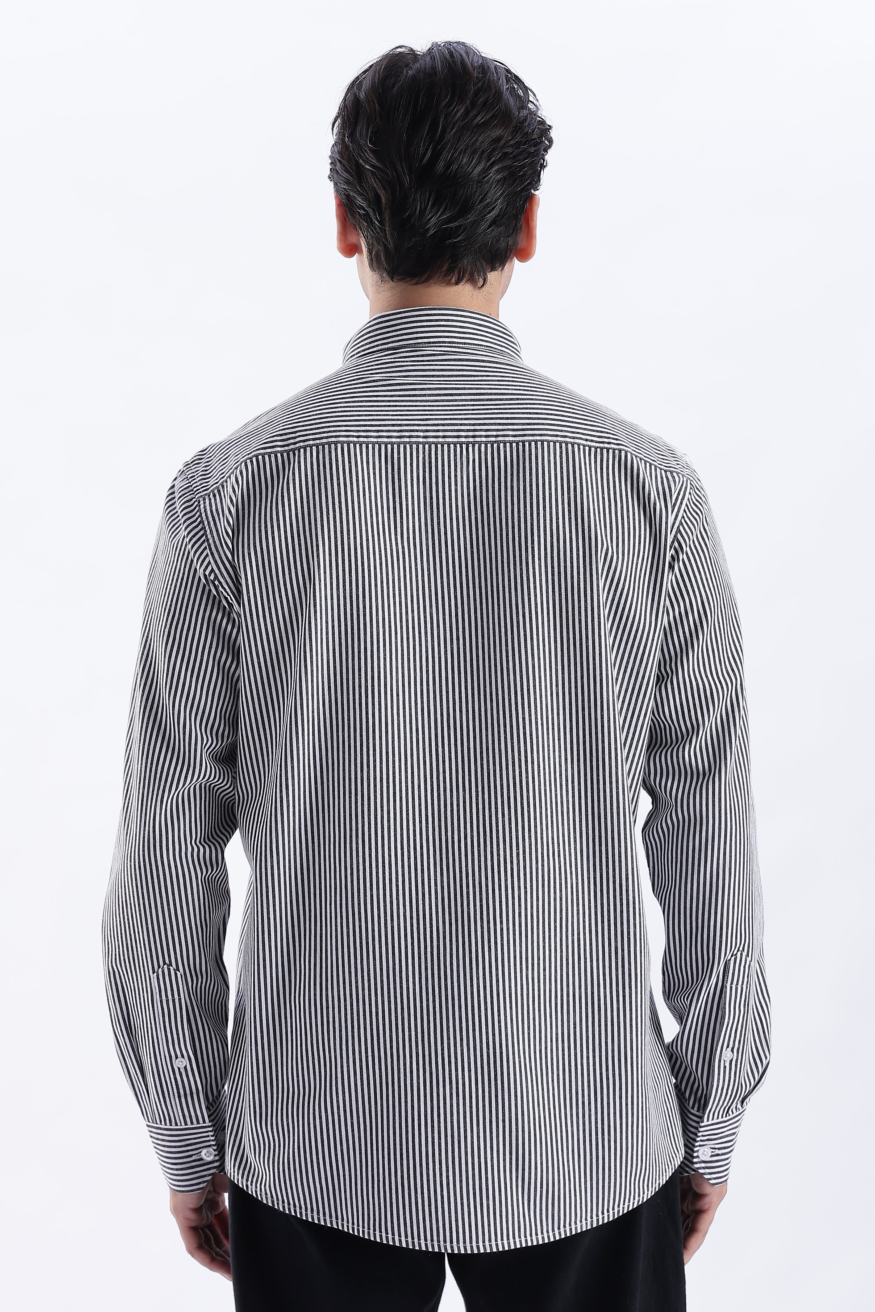 Uri Black Pinstripe Cotton Shirt