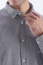 Uri Black Pinstripe Cotton Shirt