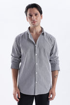 Uri Black Pinstripe Cotton Shirt