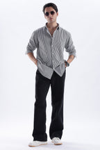 Uri Black Pinstripe Cotton Shirt