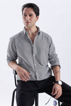 Uri Black Pinstripe Cotton Shirt