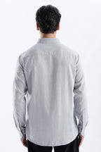 Uri Ash Grey Herringbone Cotton Shirt Uri
