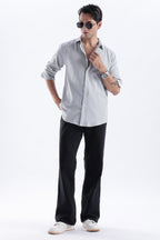 Uri Ash Grey Herringbone Cotton Shirt Uri