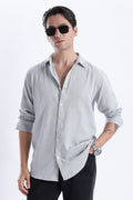 Uri Ash Grey Herringbone Cotton Shirt Uri