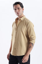Uri Taupe Spread Collar Solid Shirt Uri