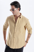 Uri Taupe Spread Collar Solid Shirt Uri