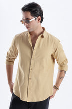 Uri Taupe Spread Collar Solid Shirt Uri
