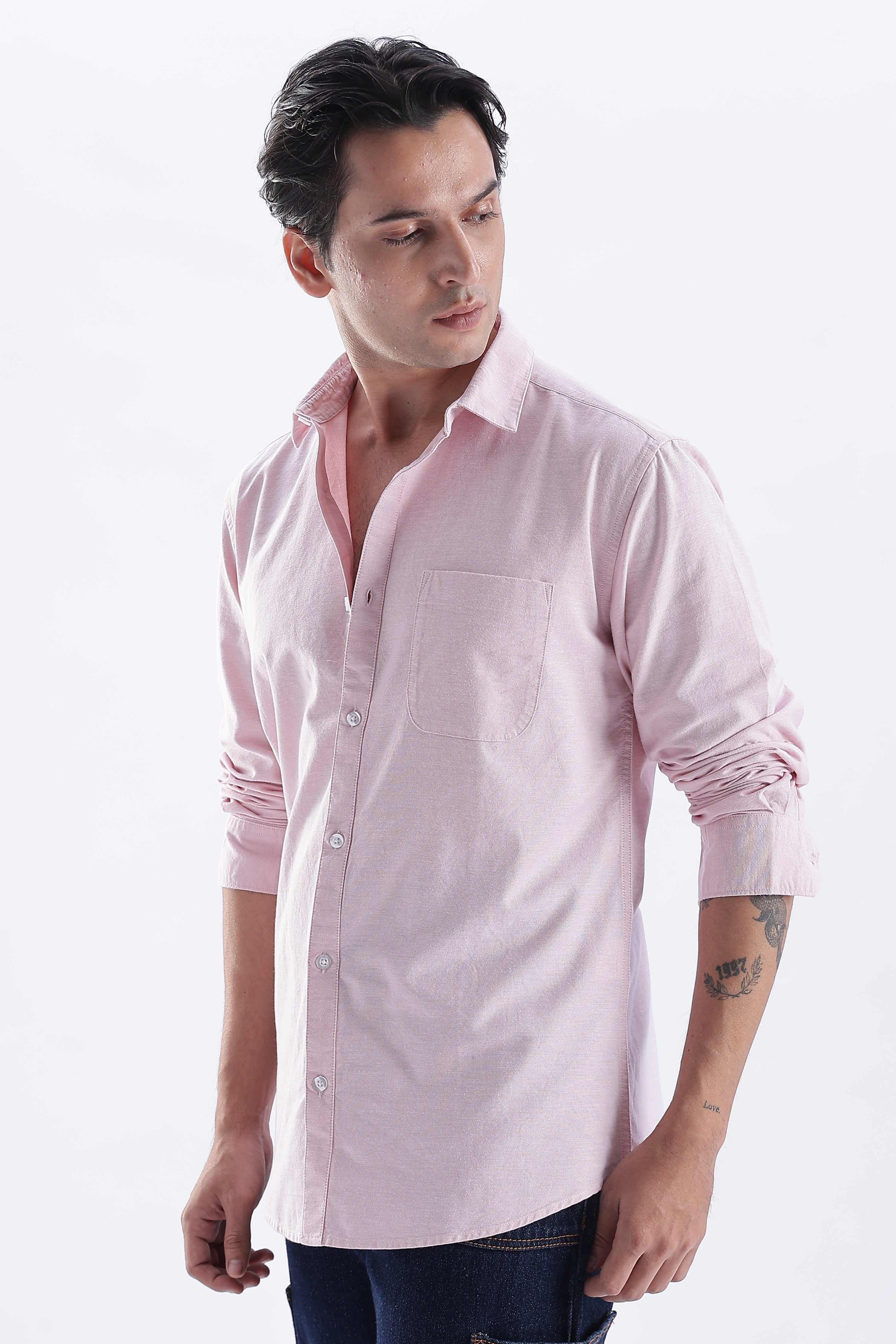 Uri Mauve Spread Collar Oxford Shirt Uri
