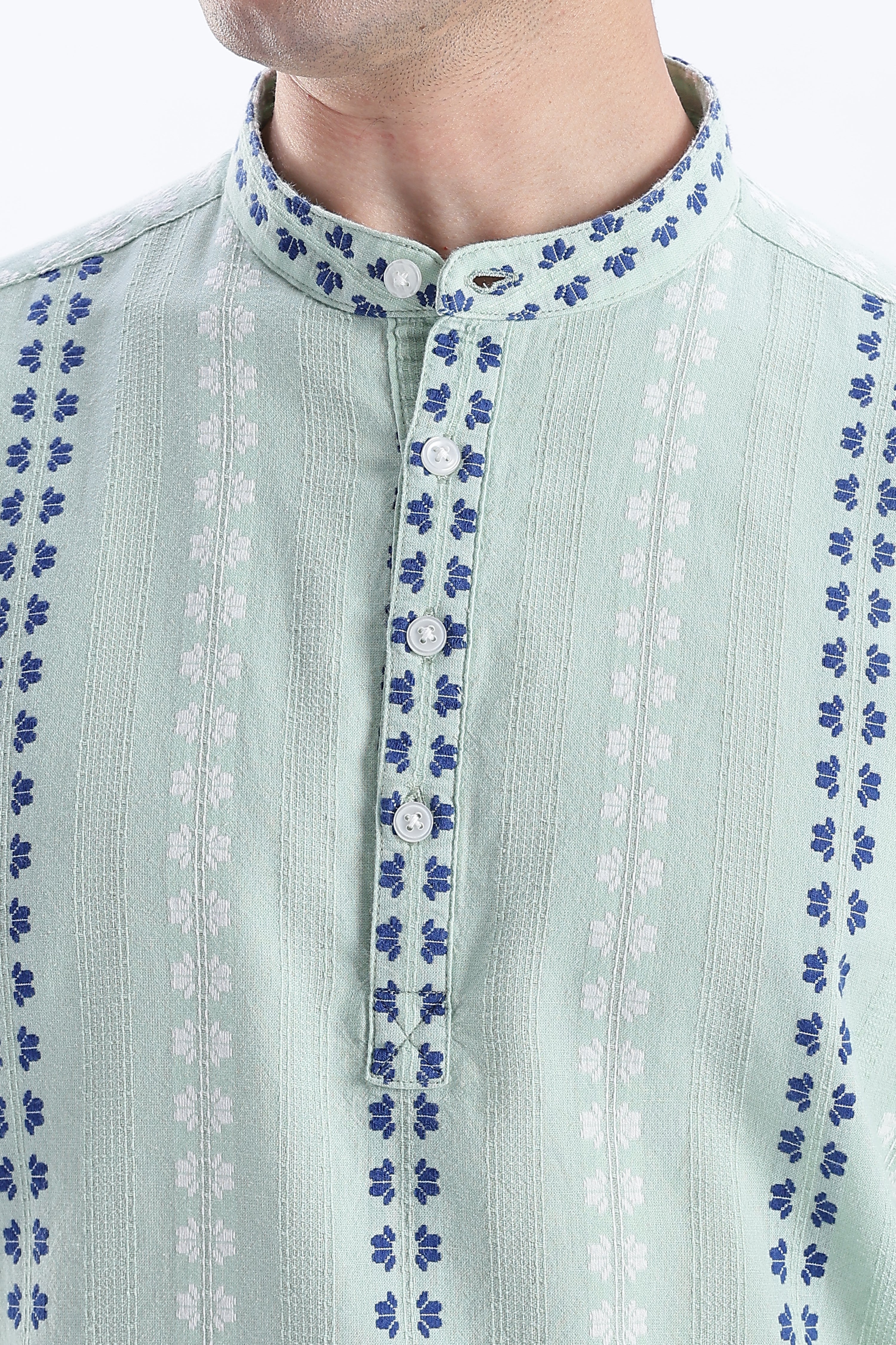 Uri Mint Dobby Motif Short Kurta Uri
