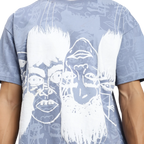 Static Jungle Round Neck Printed Blue T-Shirt FLYAF