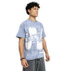Static Jungle Round Neck Printed Blue T-Shirt FLYAF