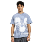 Static Jungle Round Neck Printed Blue T-Shirt FLYAF