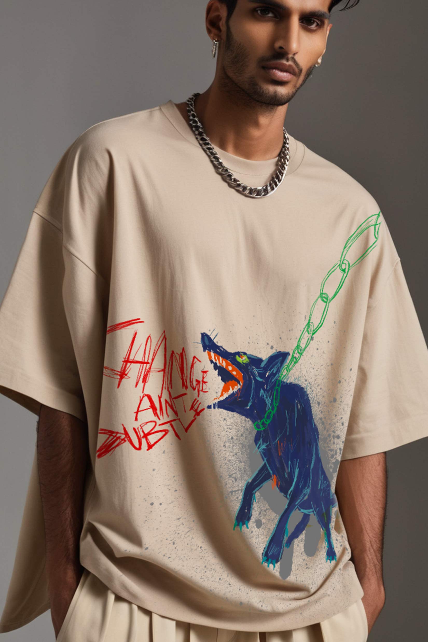 Bark' Graphic Print Oversize Tee
