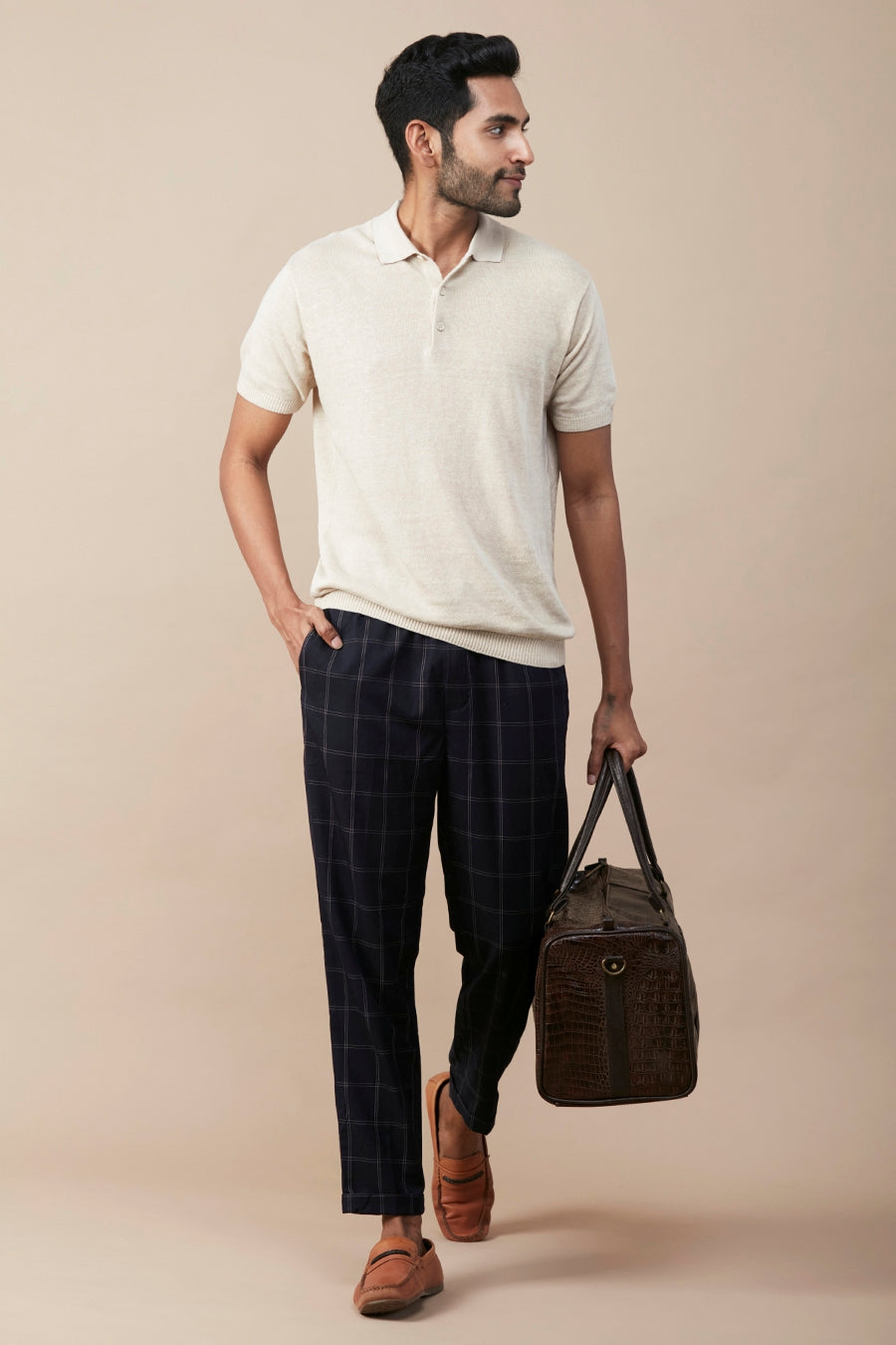 LINEN BLEND FLATKNIT POLO
