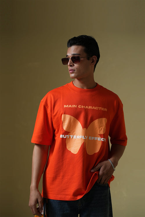 Butterfly Effect Oversized Orange T-Shirt Main Character