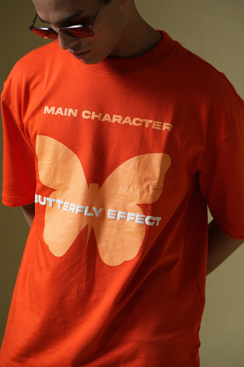 Butterfly Effect Oversized Orange T-Shirt Main Character