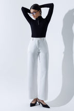 Mid Waist Straight Leg Trousers