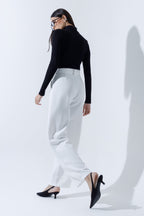 Mid Waist Straight Leg Trousers