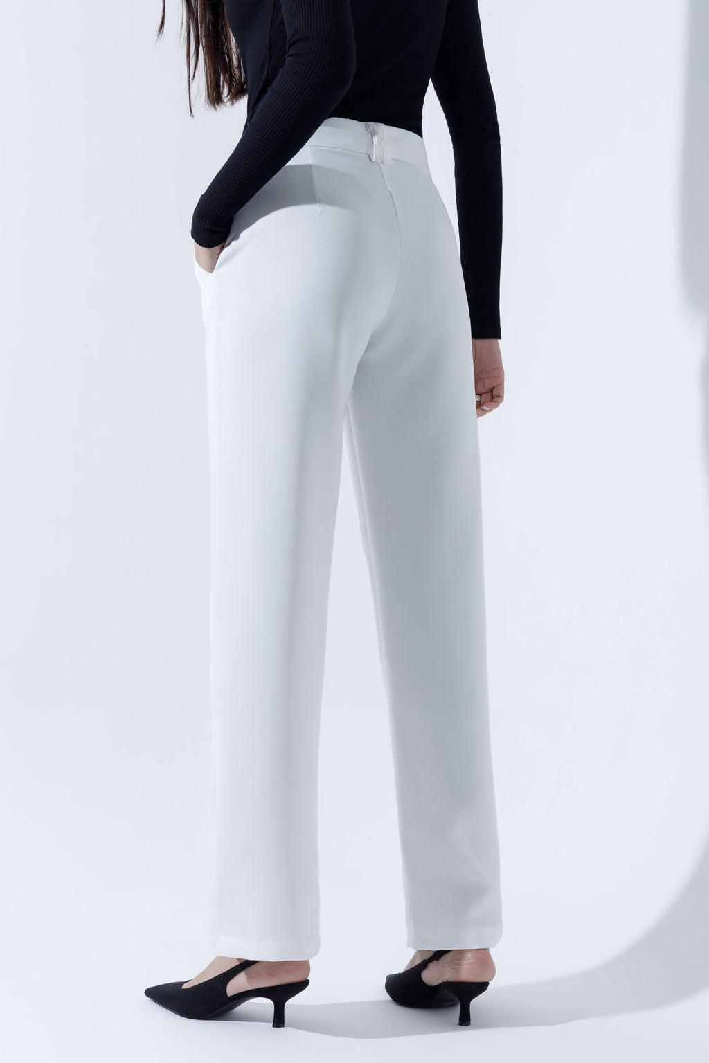 Mid Waist Straight Leg Trousers