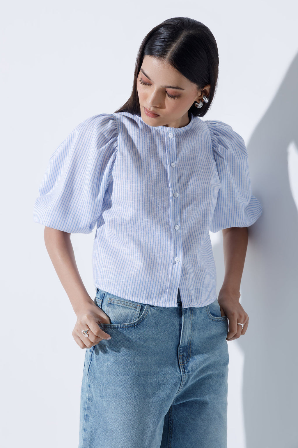 Linen-Blend Blouse