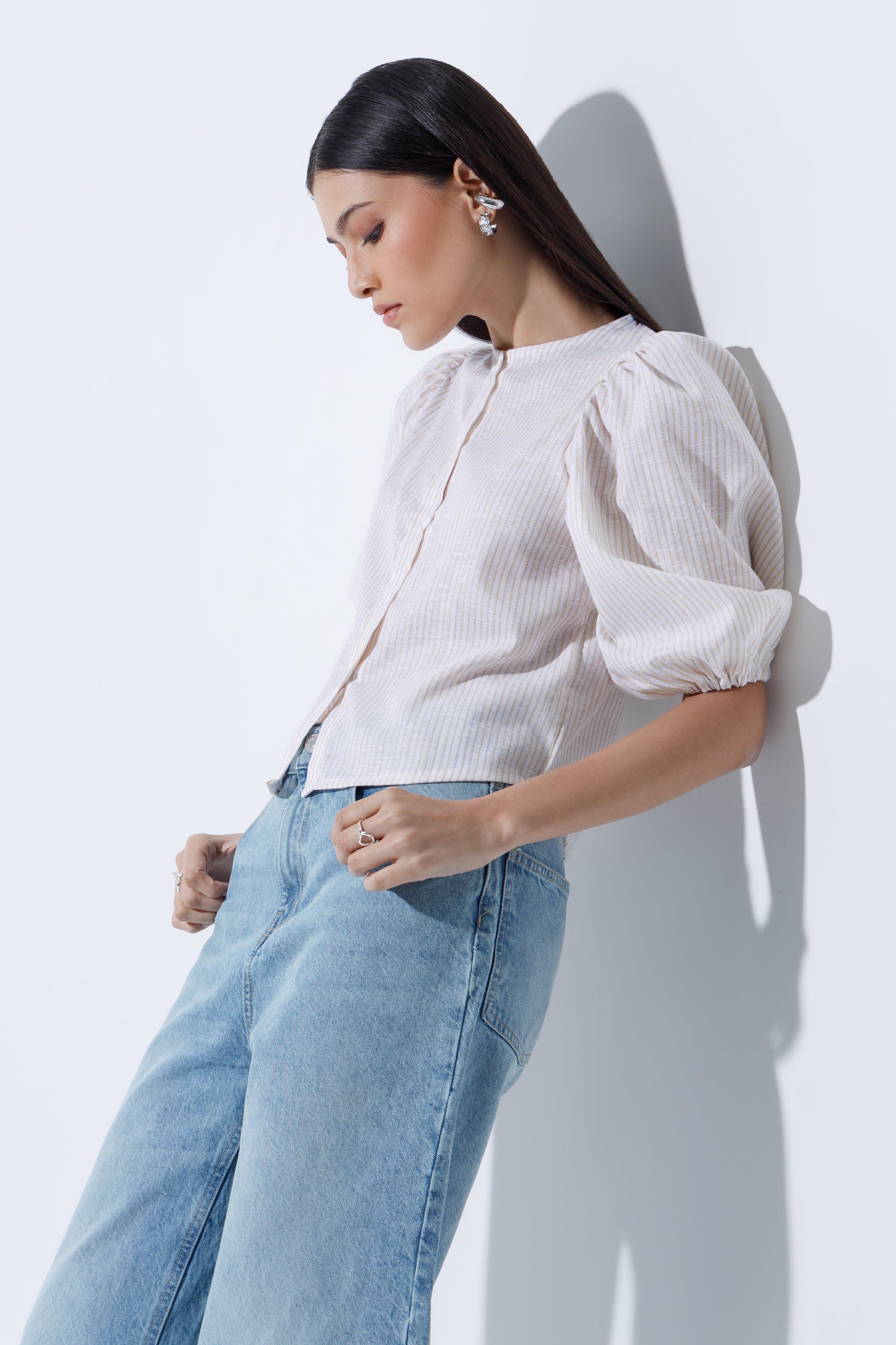 Linen-Blend Blouse