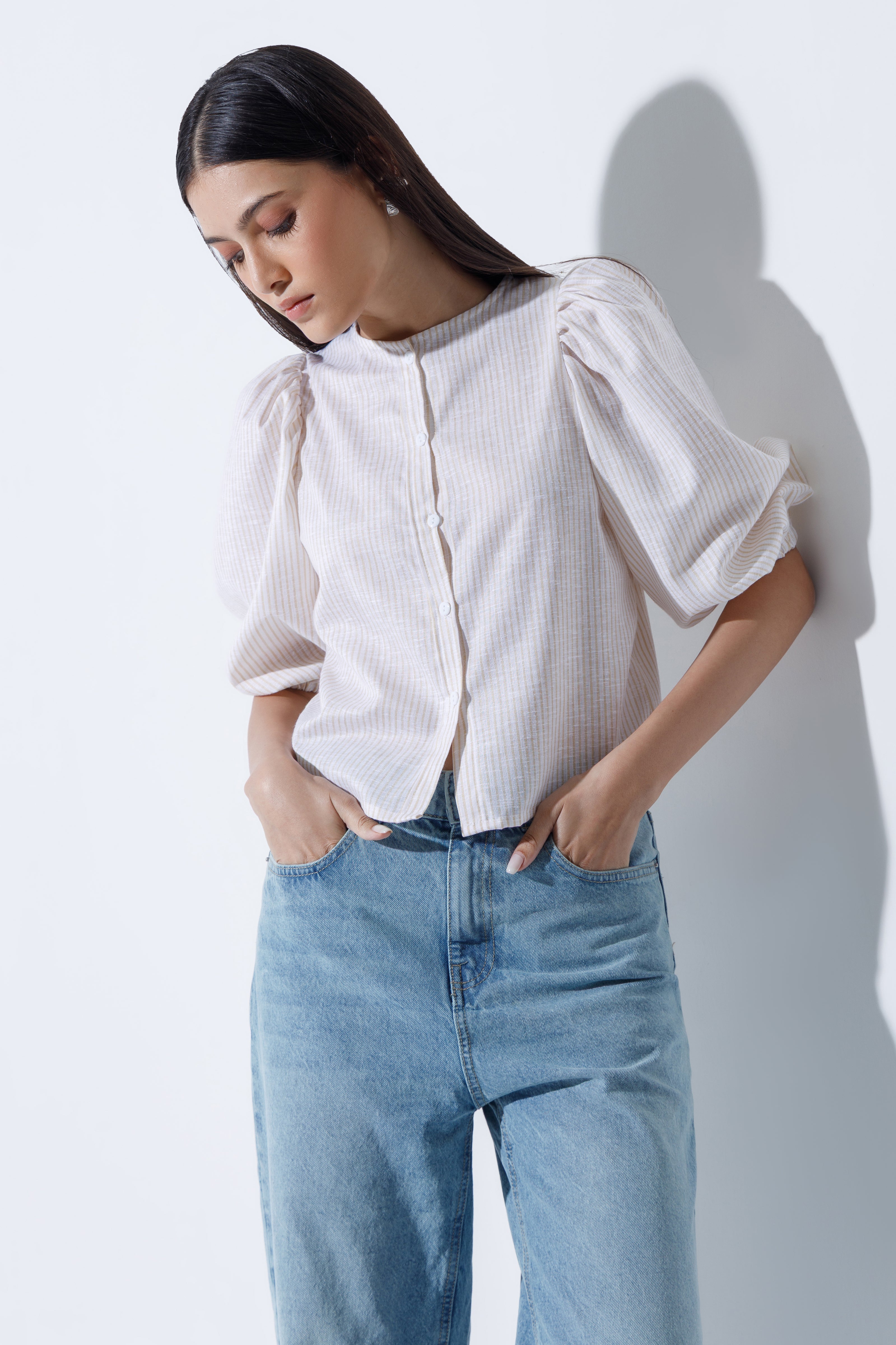 Linen-Blend Blouse