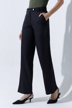 Mid Waist Straight Leg Trousers