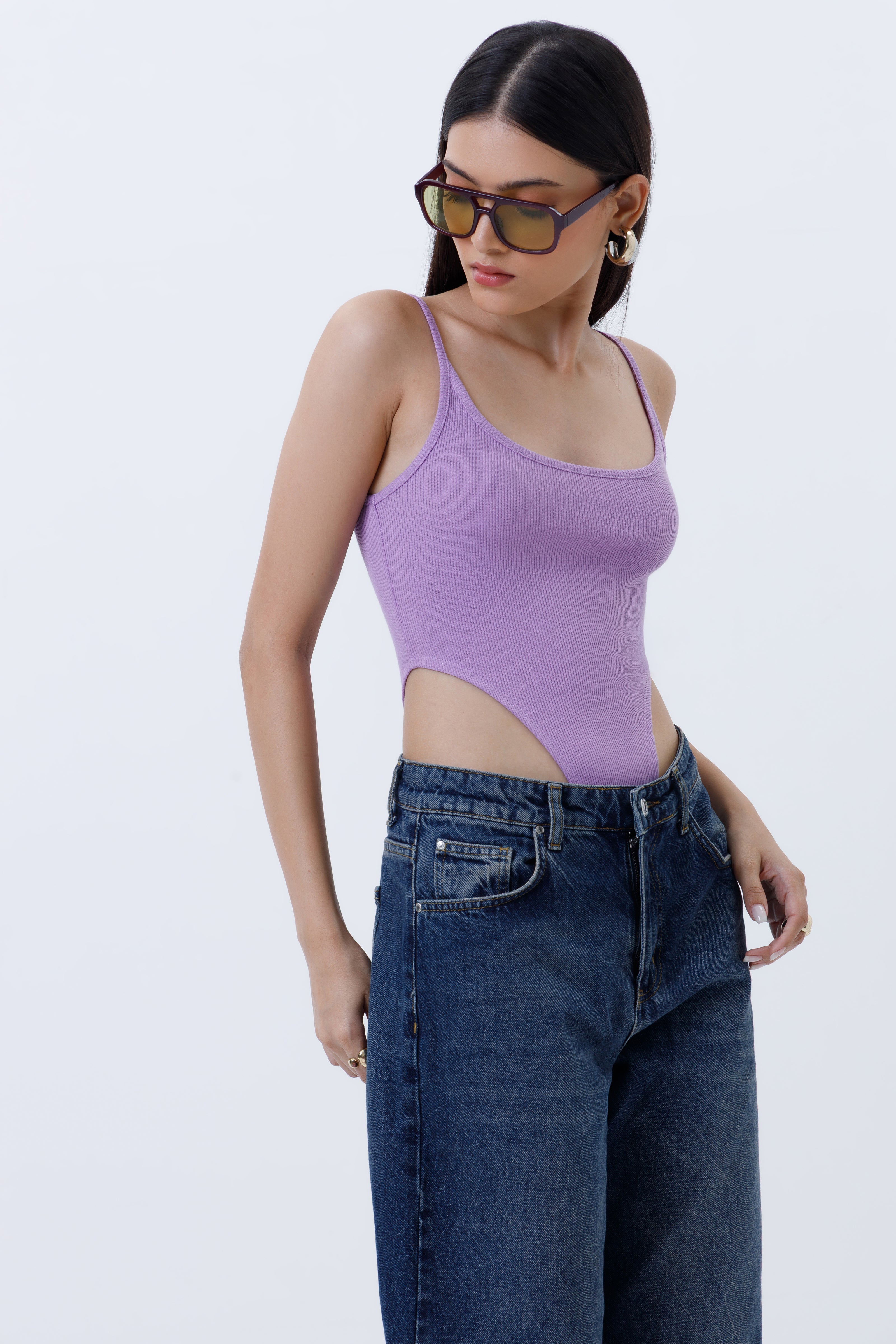 Ribbed High Cut Bodysuit