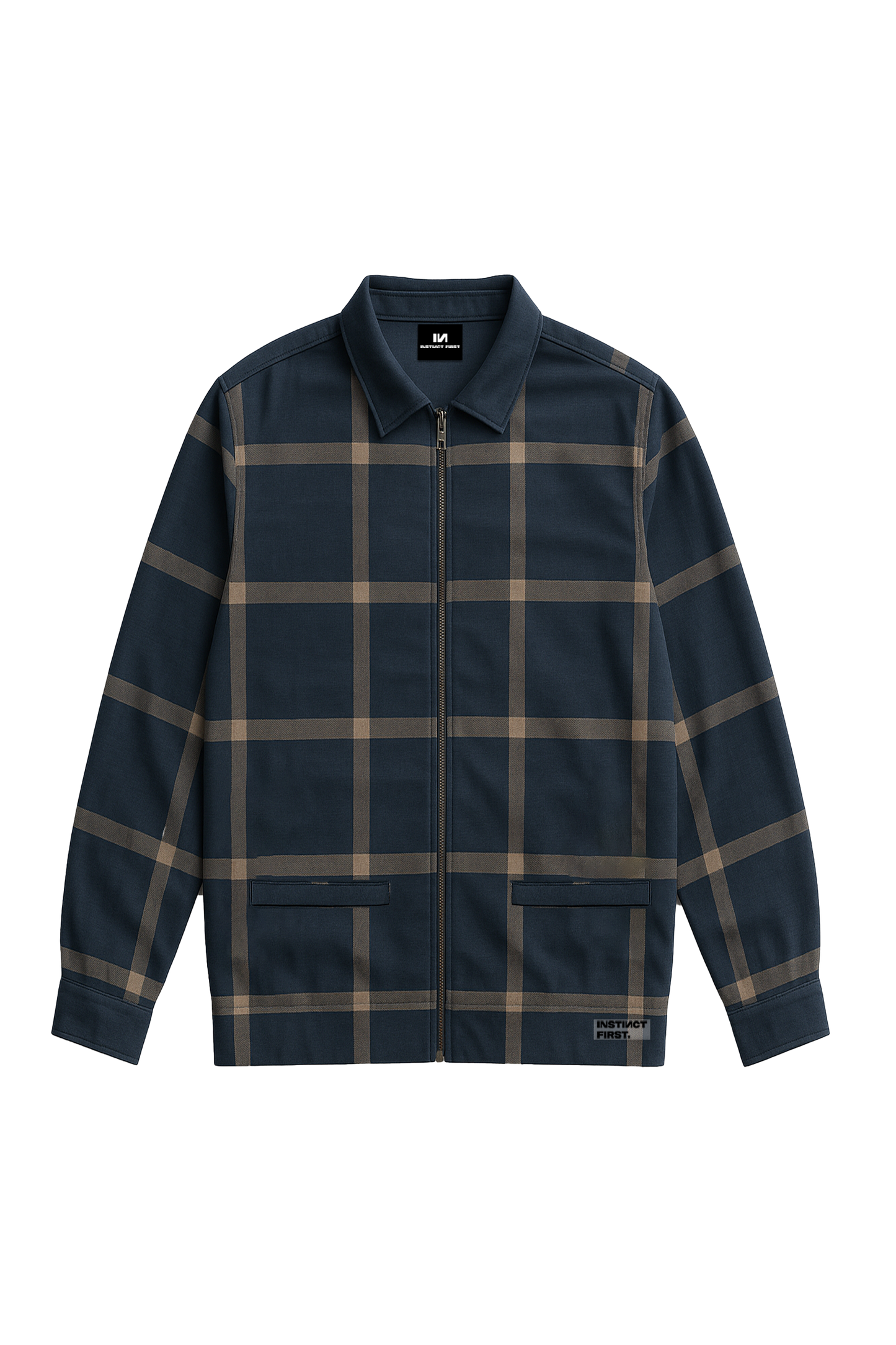 Checkered Shacket -Navy