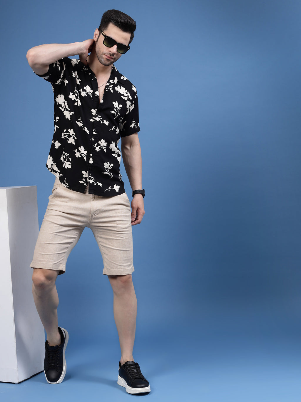 Floral Fantasy Black Rayon Shirt