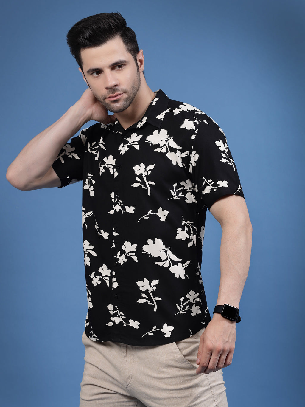 Floral Fantasy Black Rayon Shirt